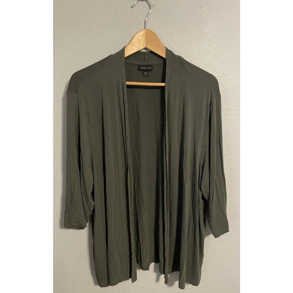 J Jill Wearever Collection Womens Cardigan 3X Green Rayon Stretch Open Front - Picture 1 of 7